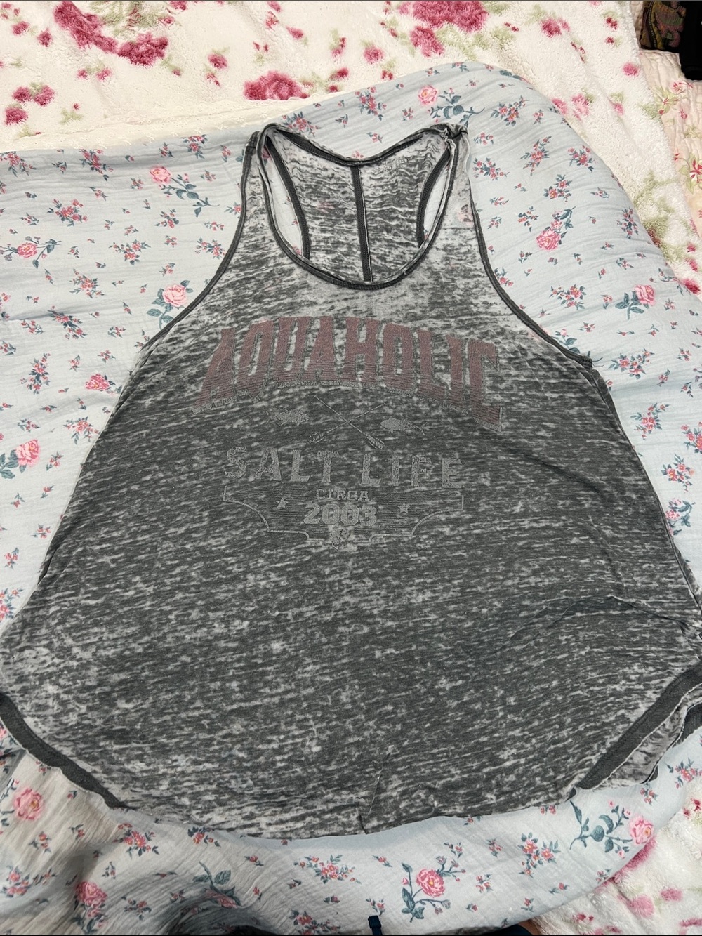 Salt Life Women's Gray Burnout Racerback Tank with Faded Logo